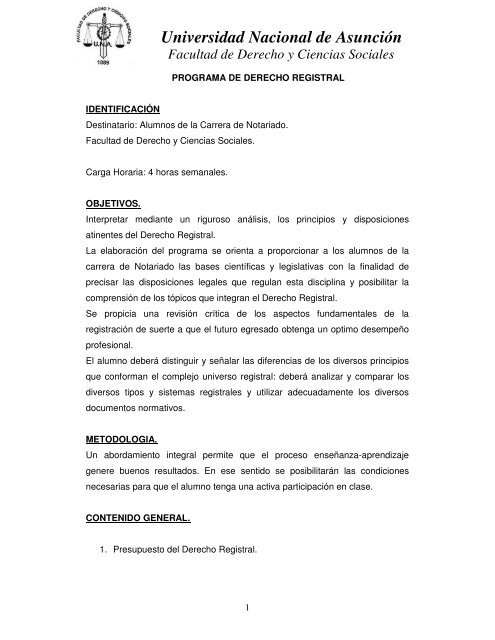 Derecho Registral - Facultad de Derecho