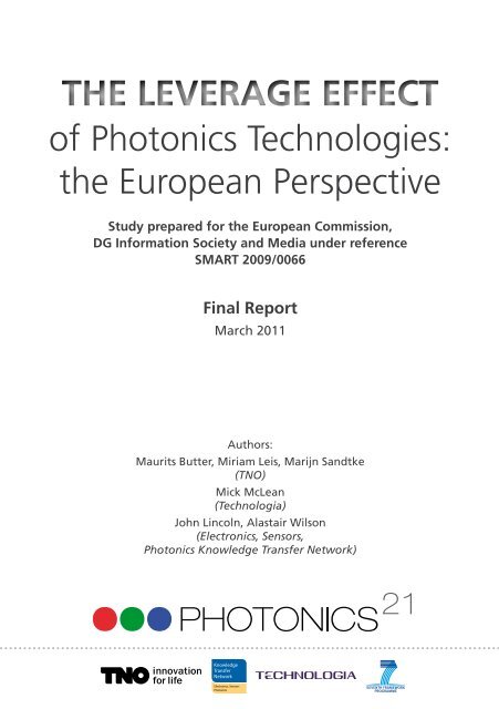 of Photonics Technologies: the European Perspective The Leverage Effect