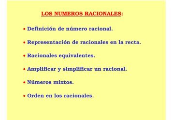 LOS NUMEROS RACIONALES: • Definición de número racional ...