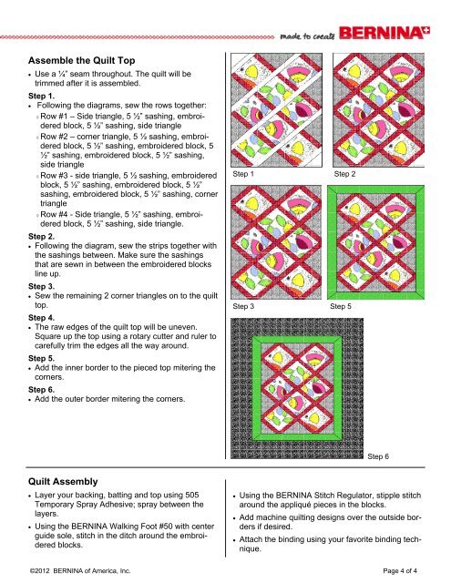 Floralicious Embroidery AppliquÃ© Quilt-On-Point - Bernina