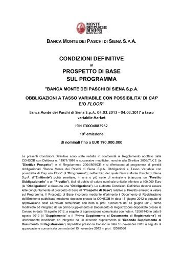 ISIN IT0004882962 Condizioni Definitive - Banca Antonveneta