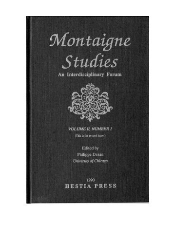 MONTAIGNE STUDIES - Division of the Humanities - University of ...
