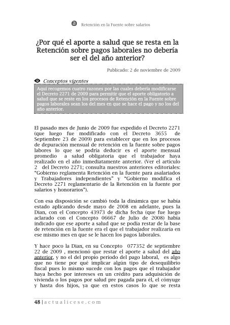 RetenciÃ³n en la Fuente sobre salarios - Actualicese