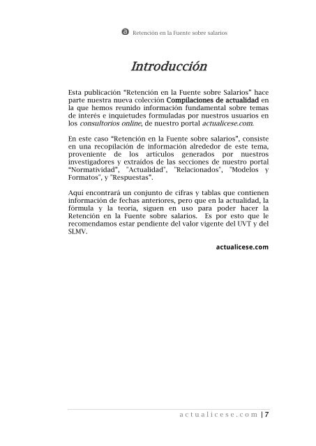 RetenciÃ³n en la Fuente sobre salarios - Actualicese