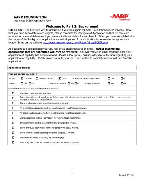 Application Part 2 - AARP WorkSearch