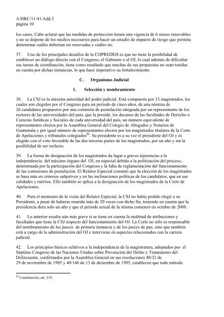 Informe del Relator Especial sobre la independencia de los