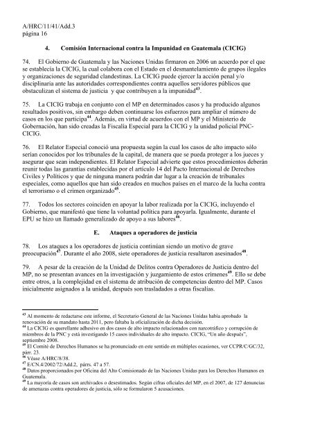 Informe del Relator Especial sobre la independencia de los