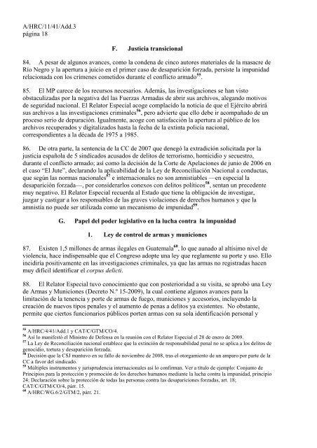 Informe del Relator Especial sobre la independencia de los