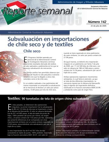 Subvaluación en importaciones de chile seco y de textiles