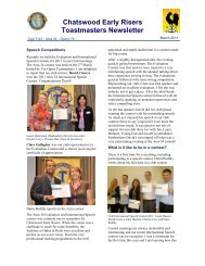 Chatswood Early Risers Toastmasters Newsletter