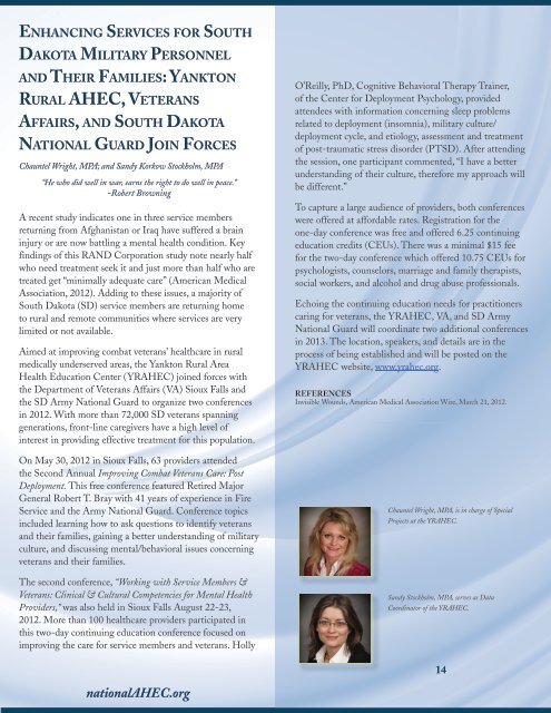 AHEC Project for the Behavioral Health of Veterans, Service ...