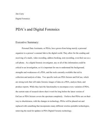 PDA's and Digital Forensics