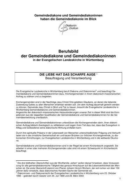 Berufsbild der Gemeindediakone und Gemeindediakoninnen