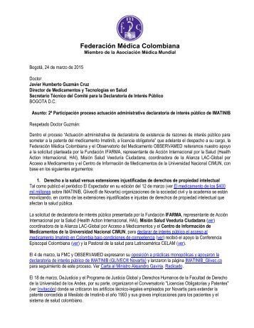 FMC_DeclaratoriaInteresPublicoImatinib_NuevaCartaMSyPS_24mar15