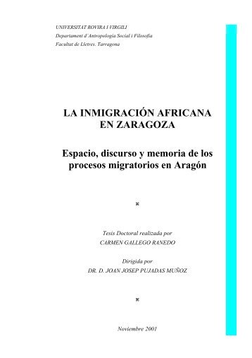 LA INMIGRACIÃN AFRICANA EN ZARAGOZA Espacio, discurso y ...