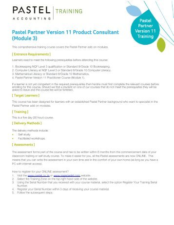 Pastel Partner Version 11 Product Consultant (Module ... - Sage Pastel