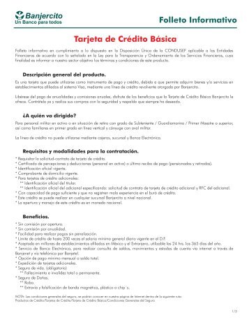 Folleto Informativo Tarjeta de Crédito Básica - Banjercito