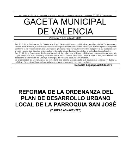 Gaceta Municipal De Valencia Alcaldia De Valencia