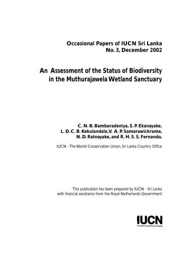 An Assessment of the Status of Biodiversity in the Muthurajawela ...