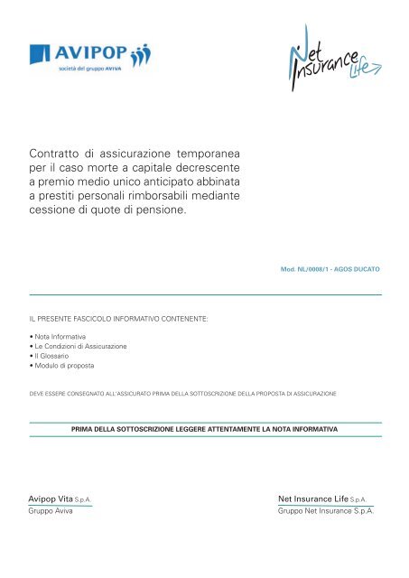 Mod Nl0008 Agos Ducato Ed 2012 Net Insurance Spa