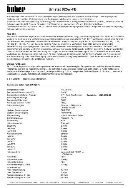 Unistat 825w-FB - HUBER