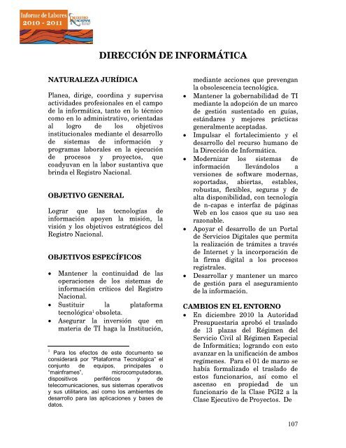 informe registro 201.. - Registro Nacional