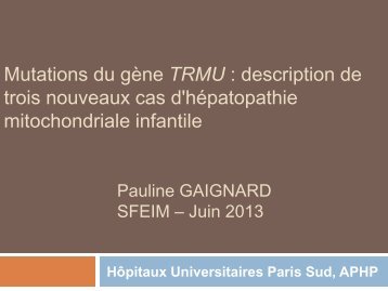 TRMU : cas de 3 patients - SFEIM