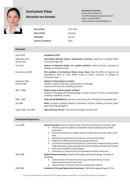 Curriculum Vitae - Páxinas persoais - USC