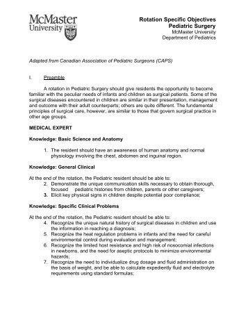 CanMEDS Objectives - McMaster Pediatrics Residency Program