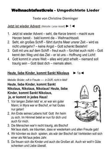 Weihnachtsfestkreis - Umgedichtete Lieder Texte ... - Resy.waldsoft.at