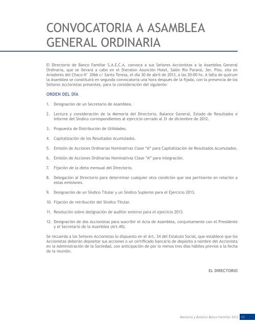 BANCO FAMILIAR / Utilidades y Morosidad