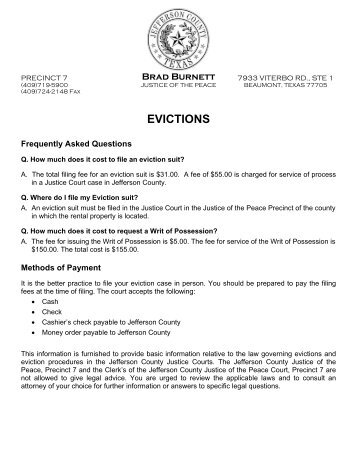 EVICTIONS - Jefferson County, Texas