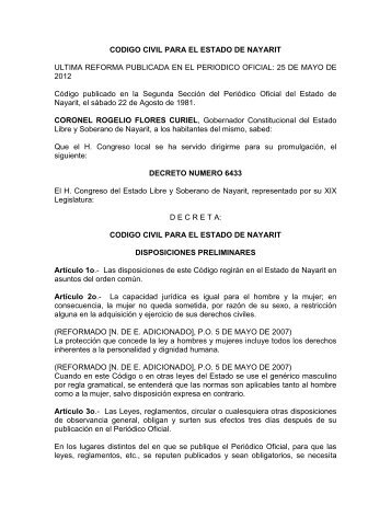 CODIGO CIVIL PARA EL ESTADO DE NAYARIT - Testamentos