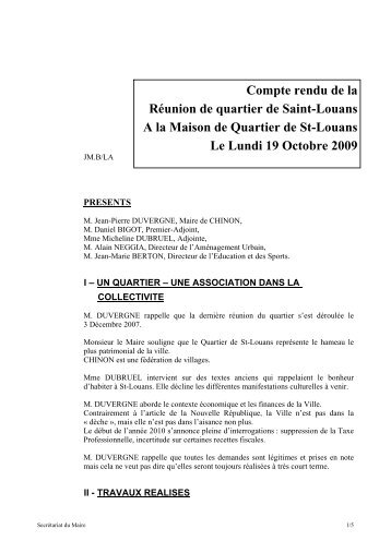 Compte rendu de la RÃ©union de quartier de Saint-Louans ... - Chinon