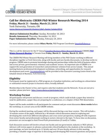 Call for Abstracts - Canadian Business Ethics Research Network