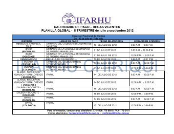 CALENDARIO DE PAGO â BECAS VIGENTES PLANILLA ... - Ifarhu