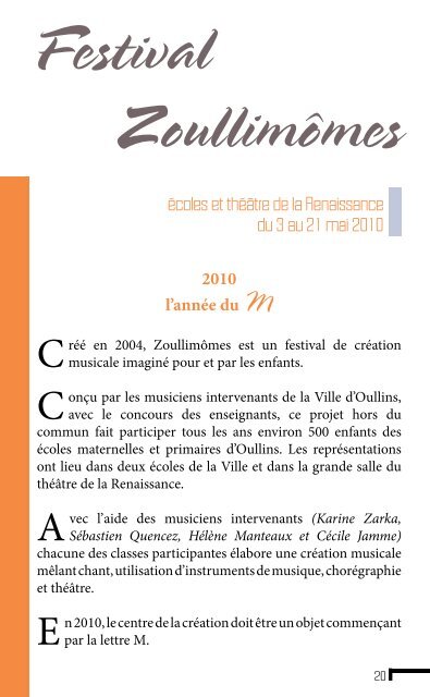 LIVRET SAISON CULTURELLE 2009-2010 - Ville d'Oullins