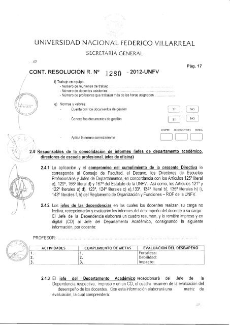 EvaluaciÃ³n del desempeÃ±o Docente - UNFV | Facultad de Ciencias ...