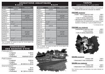 Programme des activitÃ©s de la piscine - Ville d'Oullins