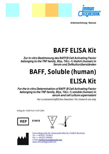 Arbeitsanleitung/Manual BAFF - bei Immundiagnostik