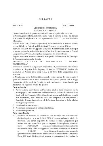 Verbale dell'Assemblea dei Soci 2007 che ha ... - Cattolicasoci.it