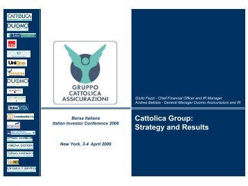 Cattolica Group: Strategy and Results