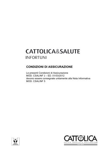 Condizioni di assicurazione (pdf - 1019 Kb) - Cattolica