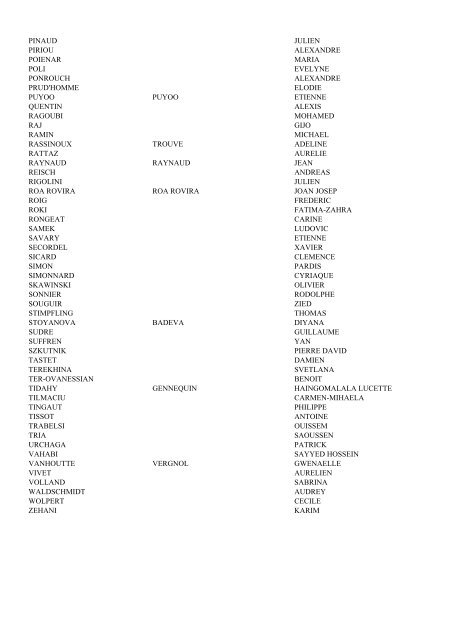 Liste des qualifiÃ©s 2012 aux fonctions de maÃ®tre de confÃ©rences