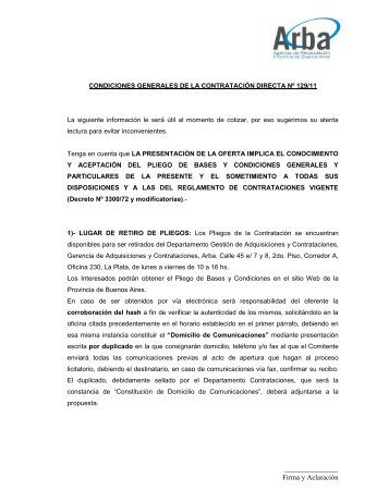 a) Condiciones generales - Arba | Agencia de RecaudaciÃ³n de la ...