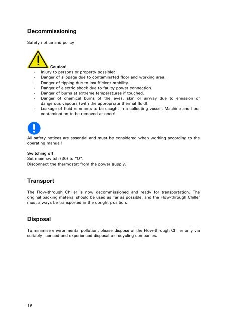 Operating manual 27.01.2010 Flow-through Chiller - HUBER