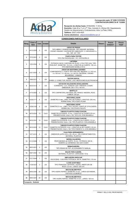 b) Planilla de CotizaciÃ³n - Arba