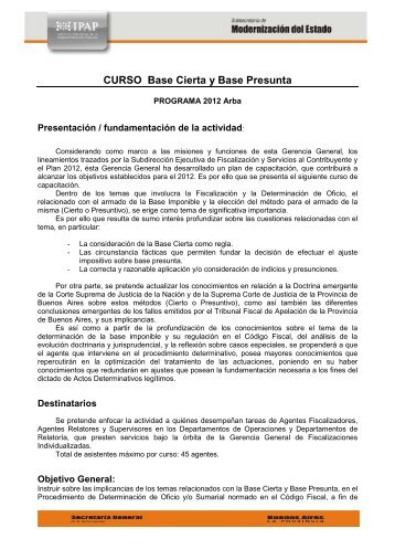 Programa Curso Base Cierta y Base Presunta GOAM - Arba