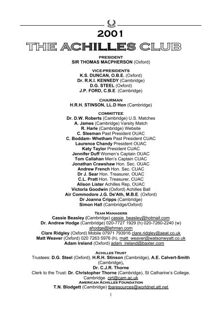 Sir Thomas Macpherson Oxford Achilles