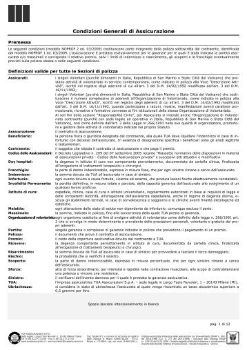 Condizioni Generali di Assicurazione - Tua Assicurazioni